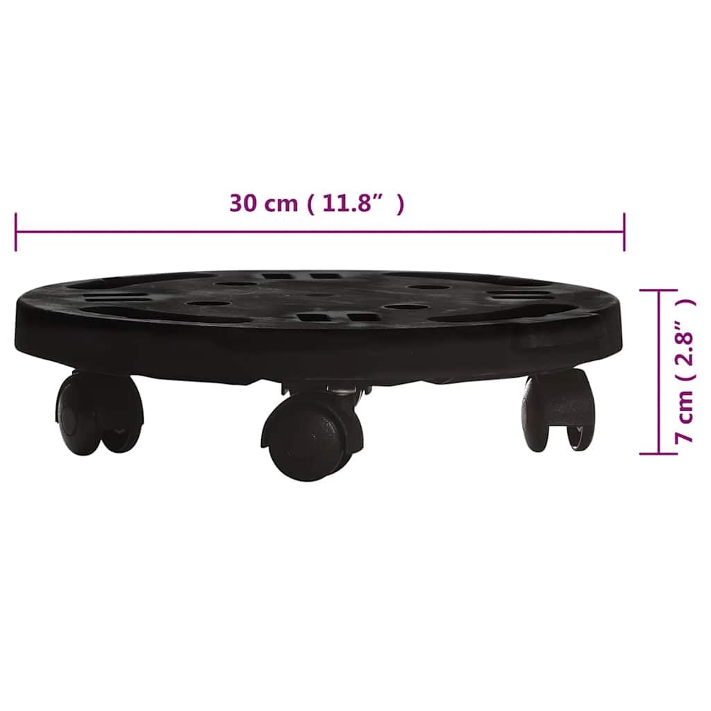 Pflanzenroller 2er Set, 30 cm Durchmesser, Schwarz, 170 kg Tragkraft, aus robustem PP für Gartenarbeit, Pflanzen und Töpfe, ideal für Innen- & Außenbereich