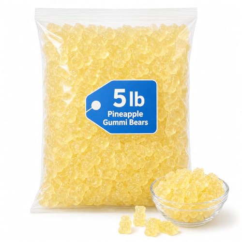 Pineapple Gummi Bears Candy, Fruit-Flavored Gummies, Bulk 5 lb Bag image 2