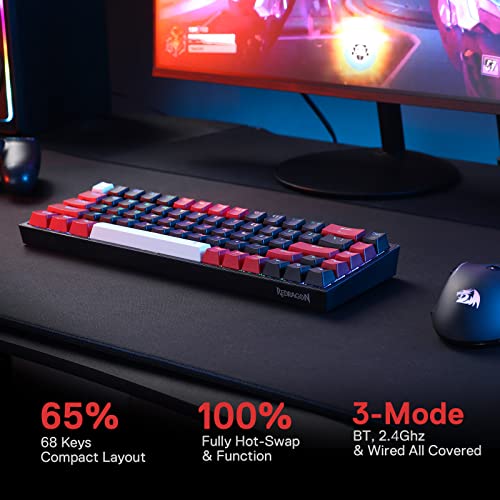 K631 Pro Tastiera da Gioco RGB Wireless 65%, Meccanica Hot-Swap 68 Tasti, Interruttore Lineare Rosso Silenzioso, US Layout - Tastiera gaming - Immagine 1