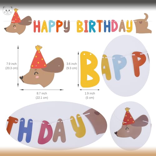 Image of Dachshund Dog Birthday Banner - Multicolor, 59 inch x 14.5 inch Long Sausage Wiener Dog Puppy Party Decoration