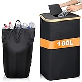 Cozary 100L Pfandflaschen Sammelbehälter, Groß Flaschensammler mit Deckel, Herausnehmbarer Innentasche, Wasserdicht Zusammenklappbar, für Flaschen, Leergut und Altglas, für Küche & Abstellraum