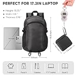 Small Hiking Backpack Travel Lightweight Hiking Packable Daypack Water-Resistant Foldable Backpacks 15L for Travel Women Men Camping (Black) - Image 3