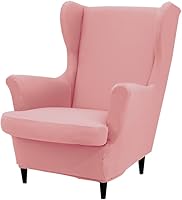 Vista 31 de Fundas para silla Wingback, 2 piezas, fundas elásticas para sillón de ala de color sólido con parte inferior elástica, protector de muebles