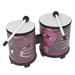 Amuzocity Bongo Drums speelgoed voor kinderen met bongo van natuurlijk leer bedrukt in Indiase stijl van 4 inch en 5…