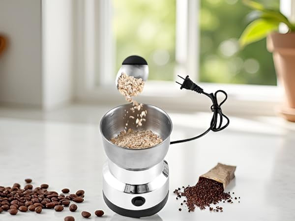 Image of volexmart Nima Electric Coffee Grinder & Spice Grinder 150W | Stainless Steel Dry Masala Grinder | Multipurpose Mini Grinder for Coffee Beans, Nuts, Seeds & Spices | Compact Kitchen Appliance