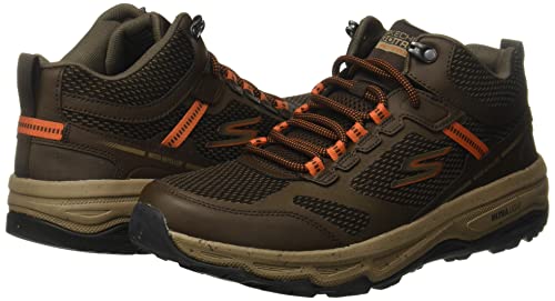 Skechers Men's GOrun Altitude-Trail Running Walking Hiking Shoe with Air Cooled Foam Sneaker, Brown/Orange, 12