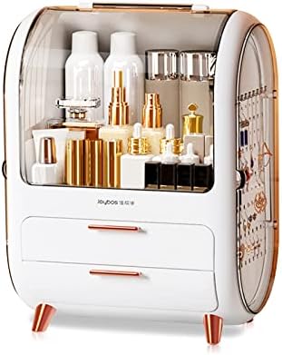 Galatée Multi-Function Make Up Case Dustproof Cosmetic Storage Box with JewelryHolder,Cosmetics Skin Care Products Jewelry Organizer Case Finishing Box Bedroom Bathroom Desktop - White