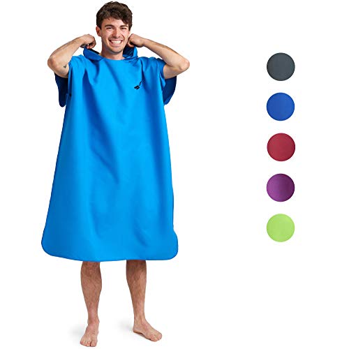 Fit-Flip Albornoz con Capucha para Cambiarse, Extremadamente Ligero y de Secado rápido Color: Azul Tamaño: M