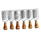 Toyvian 6 Stück Teiliges Edelstahl Handreibe mit Rutschfestem Holzgriff Grobe und Feine Reibe für...