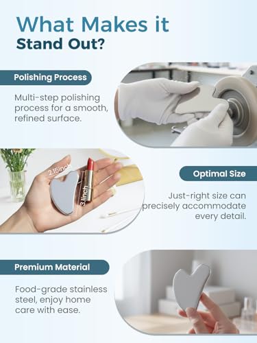 Stainless Steel Gua Sha Facial Tools, Guasha Tool for Face Acupuncture Therapy Trigger Point Treatment, Gua Sha Scraping Massage Tool - Image 5