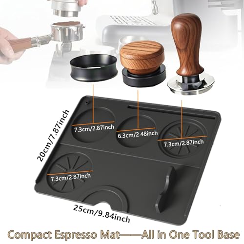 Image of Espresso Tamping Mat, Coffee Tamper Mat, Espresso Mat for Counter, Silicone Tamper Mat, Food-grade, Non-Slip, Waterproof, Heat Resistant (Black, 9.84''x7.87'')