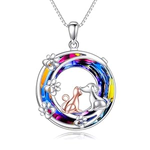 KQF Bee/Snowflake/Penguin/Horse/Cat/Dog Pet Jewelry Necklace for Women Sterling Silver Crystal Pendant Necklace Jewelry Gifts for Girls Girfriend