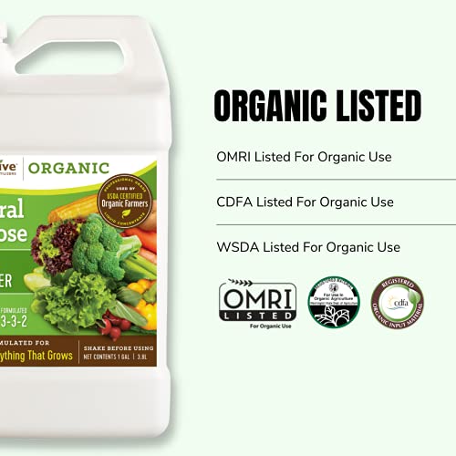 AgroThrive Organic Liquid Fertilizer, Organic Fertilizer For Vegetables Concentrated Organic Mix With Fast And Slow Nutrient Release, (1 Gal)