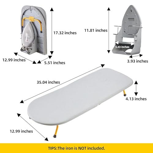 Small Ironing Board with Iron Holder, Mini Table Ironing Board with Non-Slip Feet, Foldable Travel Ironing Board for Small Spaces, Compact and Space-saving - Image 7