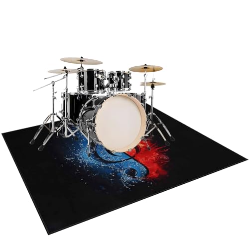 Drum Rug, 120 x 70 cm Drum Rug, Drum Mat, Drum Accessories for Drum Set, Medium Drum Carpet, Professional Rectangle Electronic Jazz Drum Kit, For Bass Drum Snare and Other Musical Instrument Mat