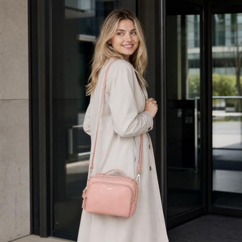 Image of Crossbody Bag for Women, Convertible Satchel Purse with Top Handle | Multi-Pockets Shoulder Bag with Soft Vegan Leather, Fit iPad mini, Lightweight Organizer for Daily, Work and Travel
