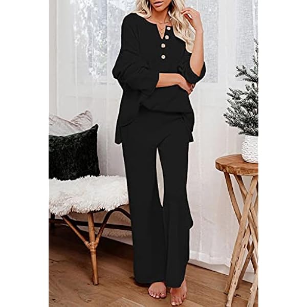 Viottiset Completo da donna, 2 pezzi, a maniche lunghe, con gamba larga, tuta da jogging