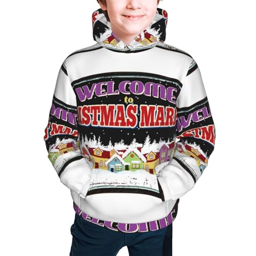 Welcome to Christmas Market Kids Pullover Hoodies Boys Sweatshirts Girls Athletic Clothes with Pocket2
