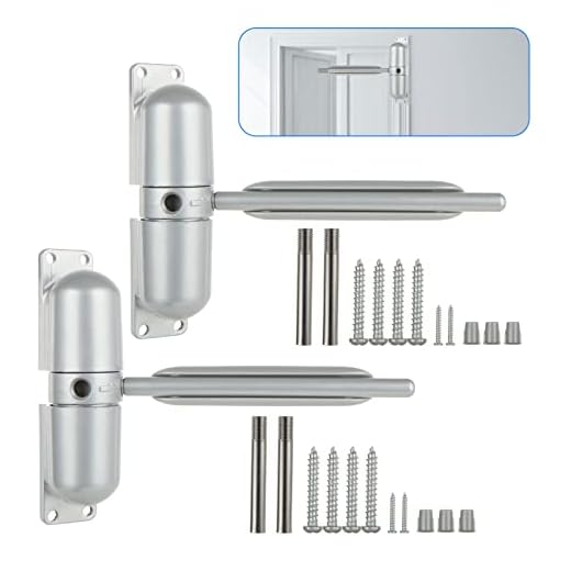 2 Pack Safety Spring Door Closers 4-1/4 inch Automatic Door Closer Residential, Auto Door Closer Adjustable Closing Door Hinge to Convert Hinged Doors to Self-Closing, Gray