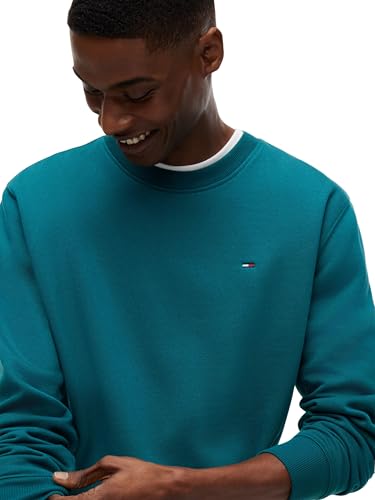 Tommy Jeans Herren Sweatshirt Regular Fit Flag Fleece Rundhalsausschnitt, Grün (Polar Teal), XL – Ansicht 3