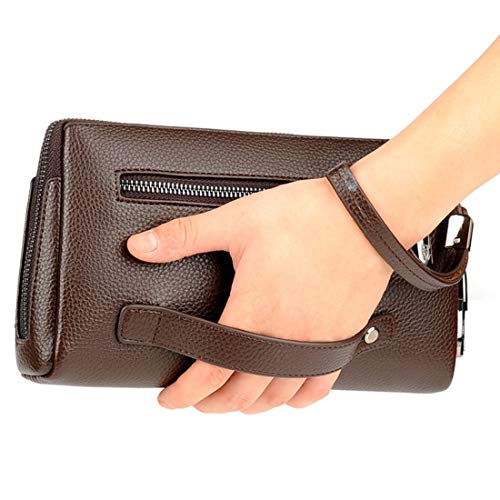 Mens Leather Zipper Clutch Wallet with Combination Lock Large Capacity Wristlet Clutch Bag4