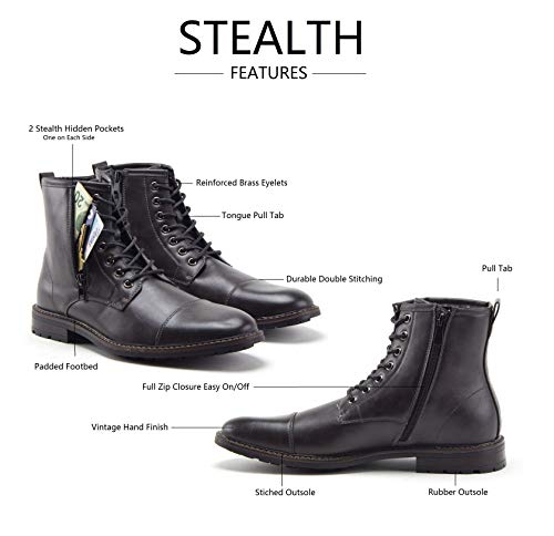 Jazamé Men's Stealth Distressed Secret Pocket Storage Military Combat Dress Boots2