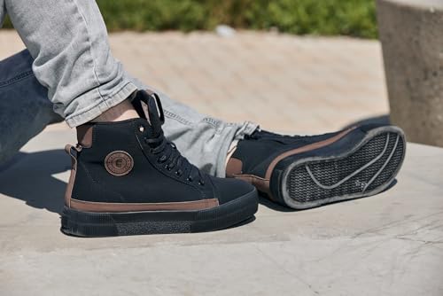 Image of CALTO Men's Invisible Height Increasing Elevator Shoes - Zip-up Cap Toe High Top Sneaker Boots - 2.4 Inches Taller