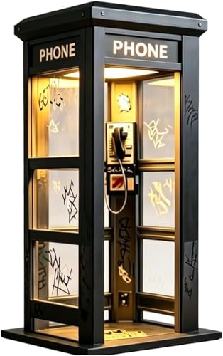 Lámpara Ambiental Cabina Telefónica Vintage, Lámpara De Mesa Retro Británica, Luz Nocturna LED Cálida, Lámpara Decorativa Para Dormitorio Oficina Bar Hogar