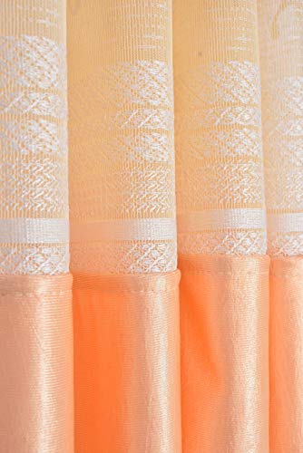 Image of LaVichitra 2 Piece Premium Window Curtain with Floral Net - 6ft, Beige