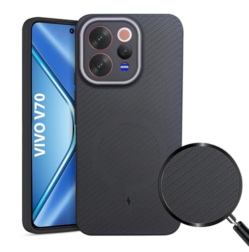 Image of LIRAMARK Rugged Carbon Fibre TPU Armor Silicone Back Cover Case for Vivo V70 / V70 Elite 5G