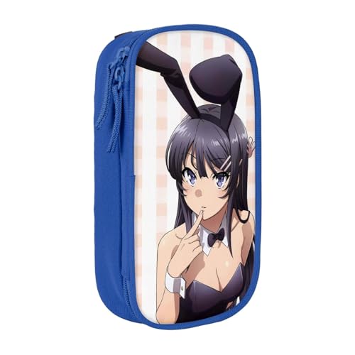 For 青春ブタ野郎シリーズ 桜島麻衣7ペンケース 筆箱 筆入れ 大容量 軽量 筆袋 収納袋 多機能 文具収納 収納袋 化粧品袋 通学小学生子供誕生日プレゼントBlue