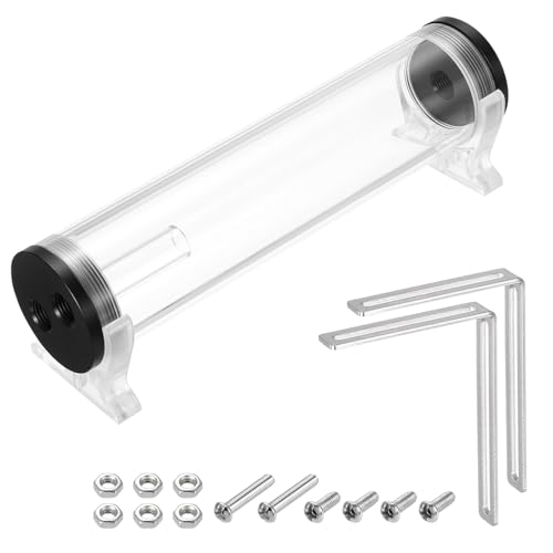 QUARKZMAN Depósito De Refrigeración Por Agua Roscado G1/4 50mm x 210mm Intercambiador De Calor Cilíndrico Radiador Disipador De Calor 1 Entrada 2 Salidas Para PC Computadora CPU