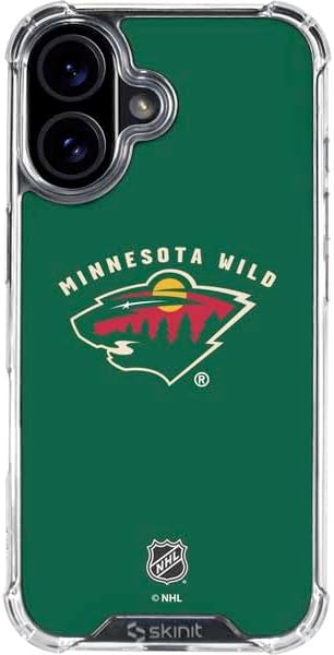 Skinit Clear Phone Case Compatible with iPhone 16 - Officially Licensed NHL Minnesota Wild Solid Background Design