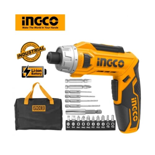 INGCO Cordless Screwdriver, LithiumIon Screwdriver Set, 1 /4 inch 8V