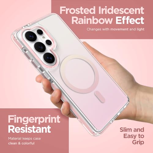 Image of Magnetic Case for Samsung Galaxy S26 Ultra [Compatible with Magsafe] [Anti-Yellowing] [1 Screen Protector] Slim Clear Iridescent Case for Galaxy S26 Ultra 6.9 inch, Pink