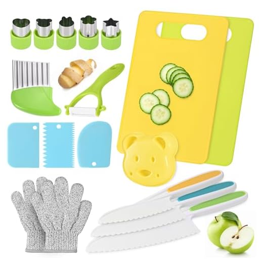 Set Coltelli da Cucina per Bambini 18 Pezzi - Montessori, Sicurezza per Tagliare Frutta e Verdura