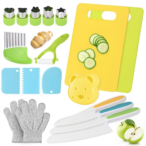 Juego de Cuchillos de Cocina Infantiles 18 Piezas, Sin Cortes, Seguridad para Niños 2 Años