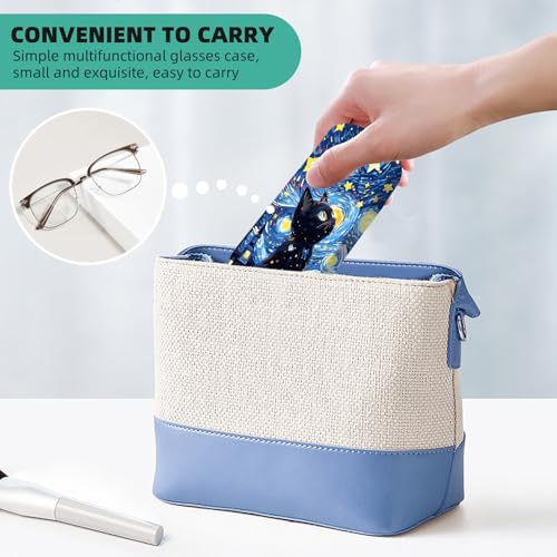 Image of Hard Shell Eyeglasses Case, Travel Portable Protective Glasses Cover Box for Men and Women with Cleaning Cloth