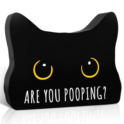 Katzen Figuren Deko, Schwarz Katze Badezimmer Deko, Lustige Black Cat Ornamente für Wanddeko Bad, Whimsical Schild Decor für Gäste WC, Toilette und...