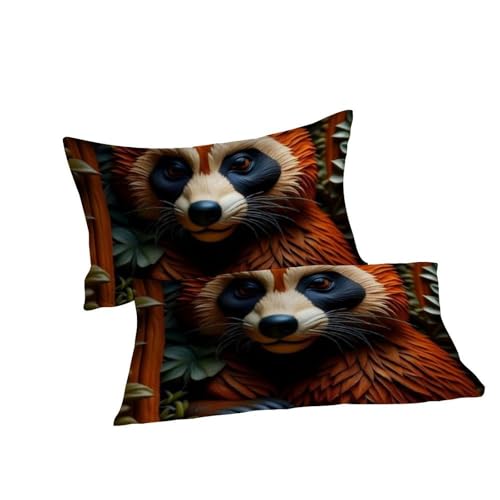 Housse de couette raton laveur jaune imprimé 3D en microfibre douce avec zip invisible - 7