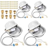 Bokon 4 Set Automatic Animal Drinking Water Trough Bowl Automatic Livestock Drinking Dispenser Stainless Steel Waterer for Horses Dogs Goat Pig with Float Pipe Connector Countersunk Bolt