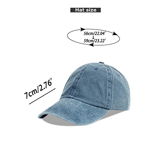 Langzhen Unisex Baseball Cap 100% Cotton Fits Men Women Washed Denim Adjustable Dad Hat(Denim Blue+Khaki,One Size) #TOP3