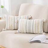decorUhome Set of 2 Boho Lumbar Decorative Throw Pillow Covers for Bed Bedroom Neutral Accent...