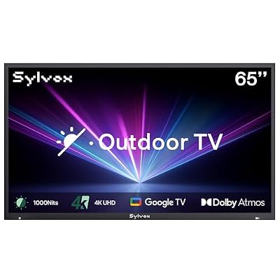 SYLVOX New 65” Outdoor Smart TV, Superior Waterproof Performance, Upgraded Matte Finish for Enhanced Anti-Glare Effect, Full Metal, with Dolby Atmos, 1000nits, Partial Sun Deck Pro 3.0+ Series