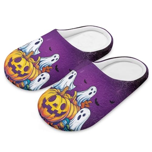 Forchrinse Halloween House Slippers for Women Men Comfort Closed Toe Slippers Washable Reusable Spa Hotel Shoes
