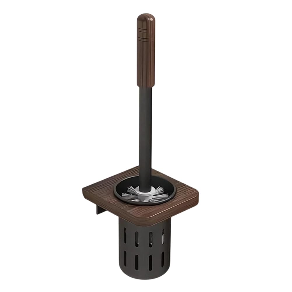 Hndhbfgrt Type Household Toilet Brush Self Adhesive Wall Mounted Toilet Rack Brush Non Perforated Wooden Handle Brush