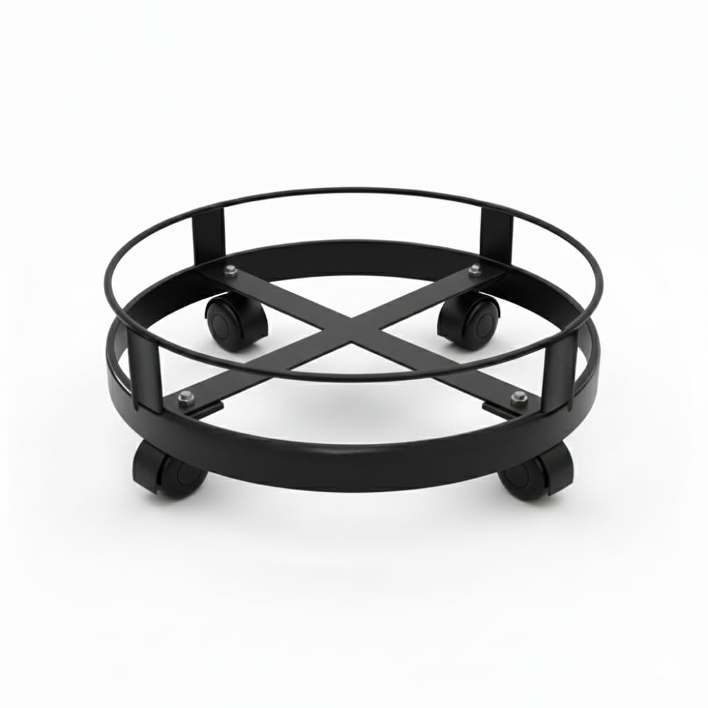 HEAVY-DUTY Steel Gas Cylinder Trolley with Heavy-Duty Wheels, MS Steel Base, 12-inch Diameter, 4-inch Height, for Standard LPG Cylinders (HEAVY-DUTY, Black)-image-17