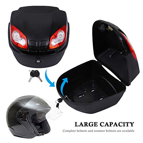 image for LIOOBO Motorcycle Tail Box: Motorcycle Rear Trunk, Top Lock Storage Ca