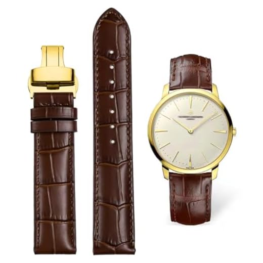 FOUUA Correas de Reloj en Cuero Genuino Correa de cocodrilo con reemplazo en Relieve con Cierre desplegable Plata Oro 12 13 14 15 16 17 18 19 20 21 22 24mm
