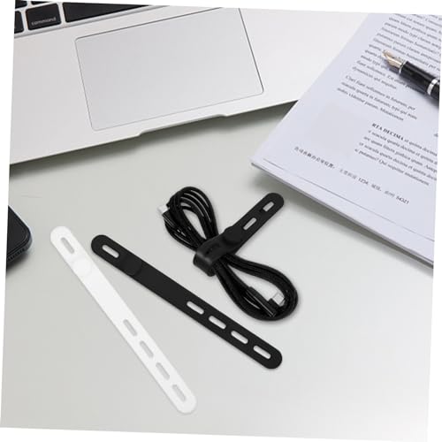 Angoily 20 piezas organizadores de cables con correas de silicona reutilizables para escritorio miniatura 4
